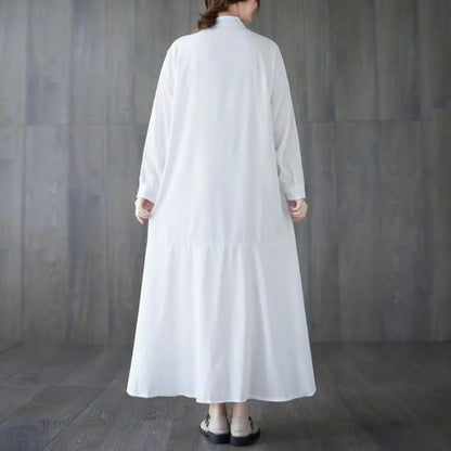 Loose Long Sleeve Cotton Dress