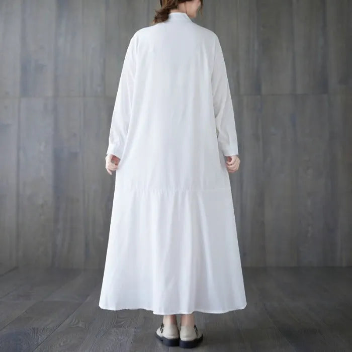 Loose Long Sleeve Cotton Dress