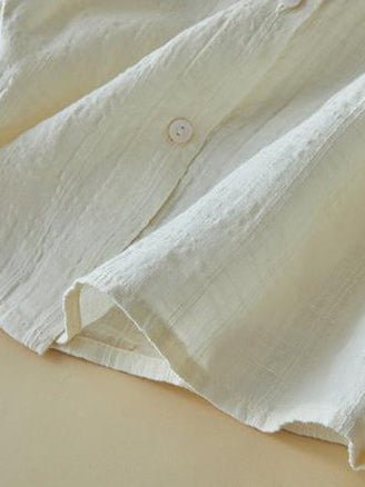 100% Linen Stand Collar Loose Shirt in One-size
