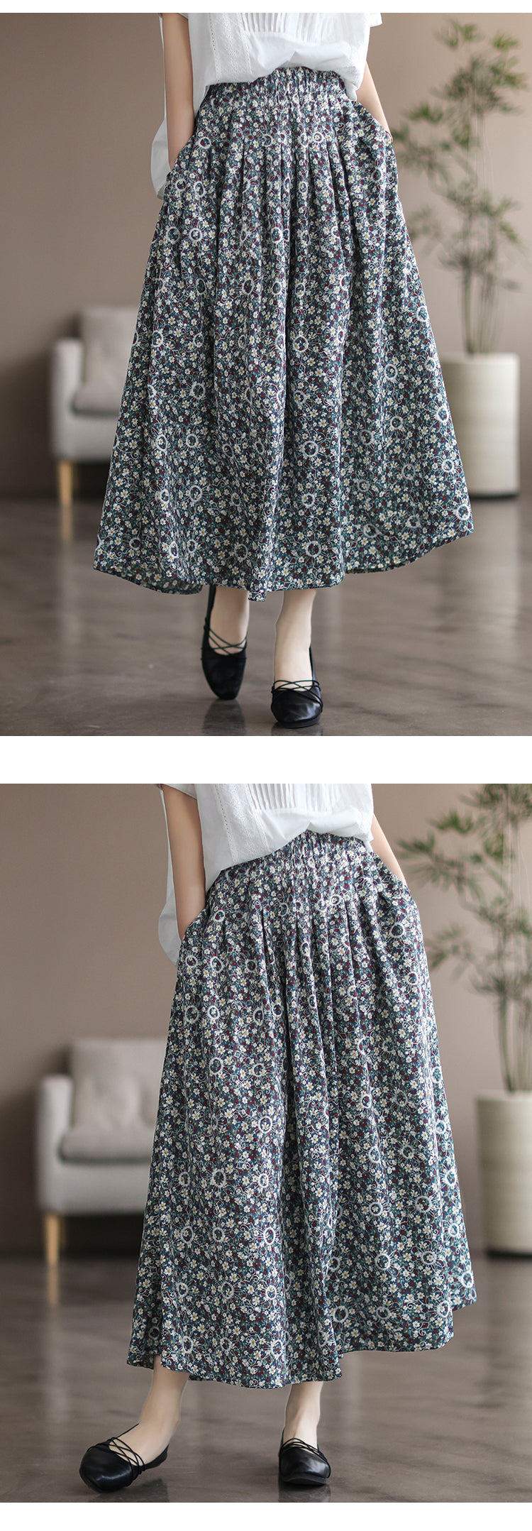 Literary Thin Large A-line Skirt