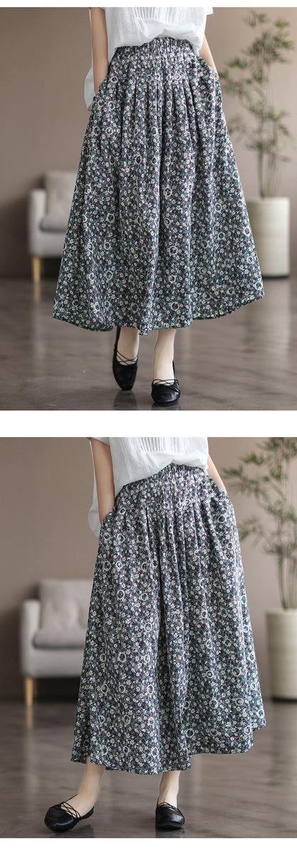 Literary Thin Large A-line Skirt