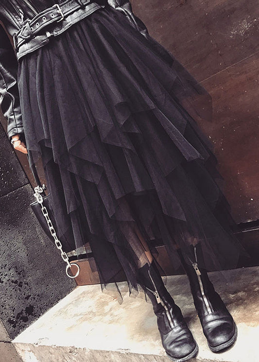 Black Tulle Asymmetrical a Line Fall Skirt