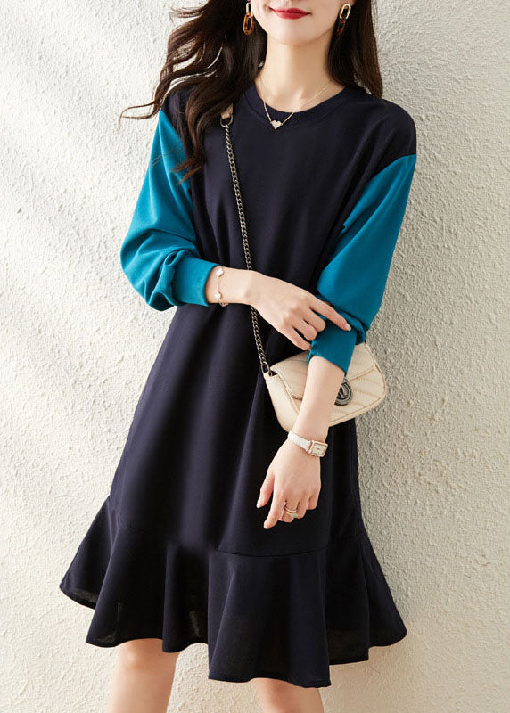 French Navy Sweatshirt Street Dress Winter
