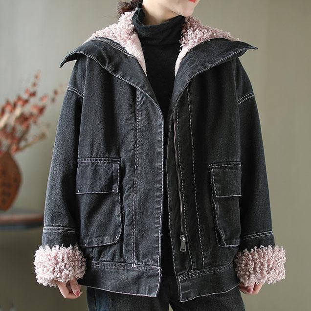 Winter Velvet Retro Denim Jacket