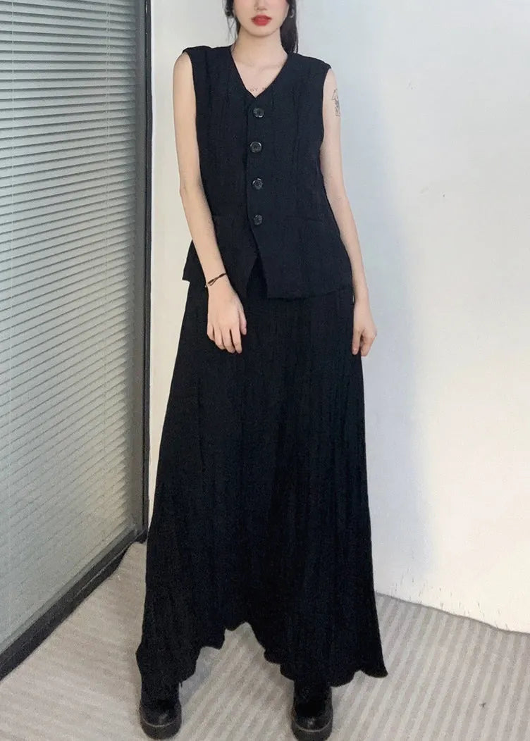 Boutique Grey V Neck Waistcoat and Skirts Two Pieces Set Sleeveless