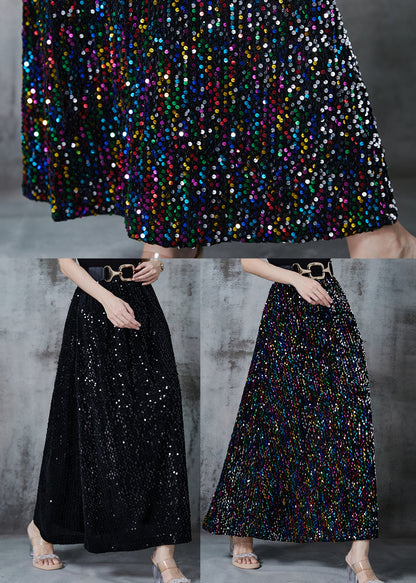 Fine Rainbow Sequins Cotton a Line Skirts Spring