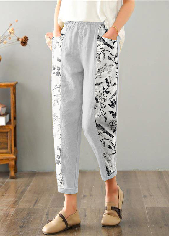 Natural Yellow Pockets Cotton Linen Pants Summer