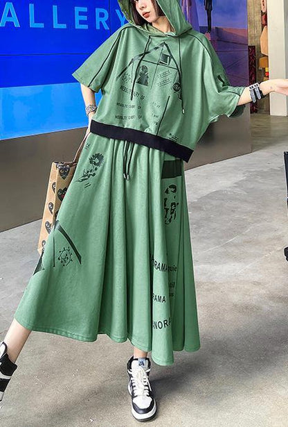 New Blue Geometry Spring Explosion Street Guard Two Piece Skirt