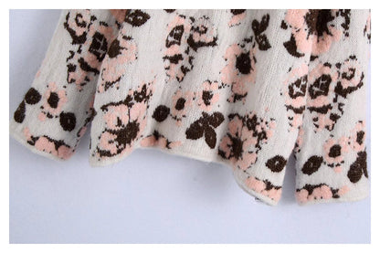 Forest Flower Jacquard Sweater Soft Waxy Sweater 7433