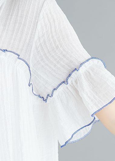 Classy V Neck Patchwork Clothes Pattern White Dress Summer