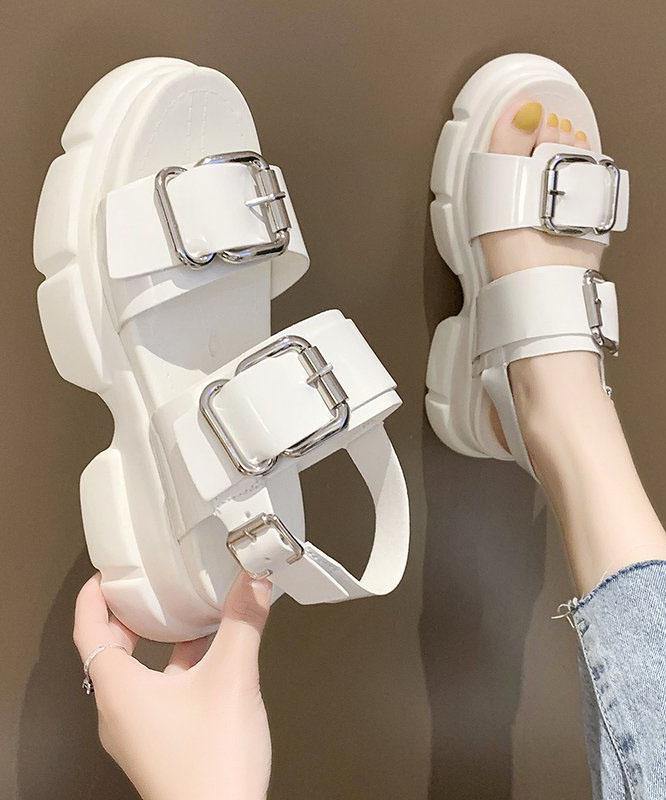 Platform White Hiking Sandals Buckle Strap Platform Best Sandals for Walking