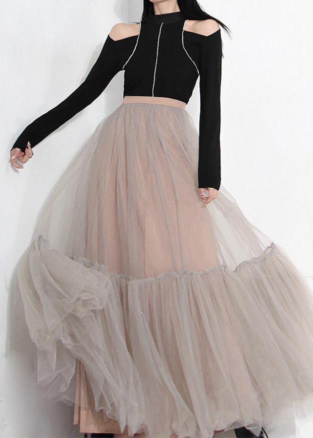Grey Tulle Patchwork a Line Summer Skirts