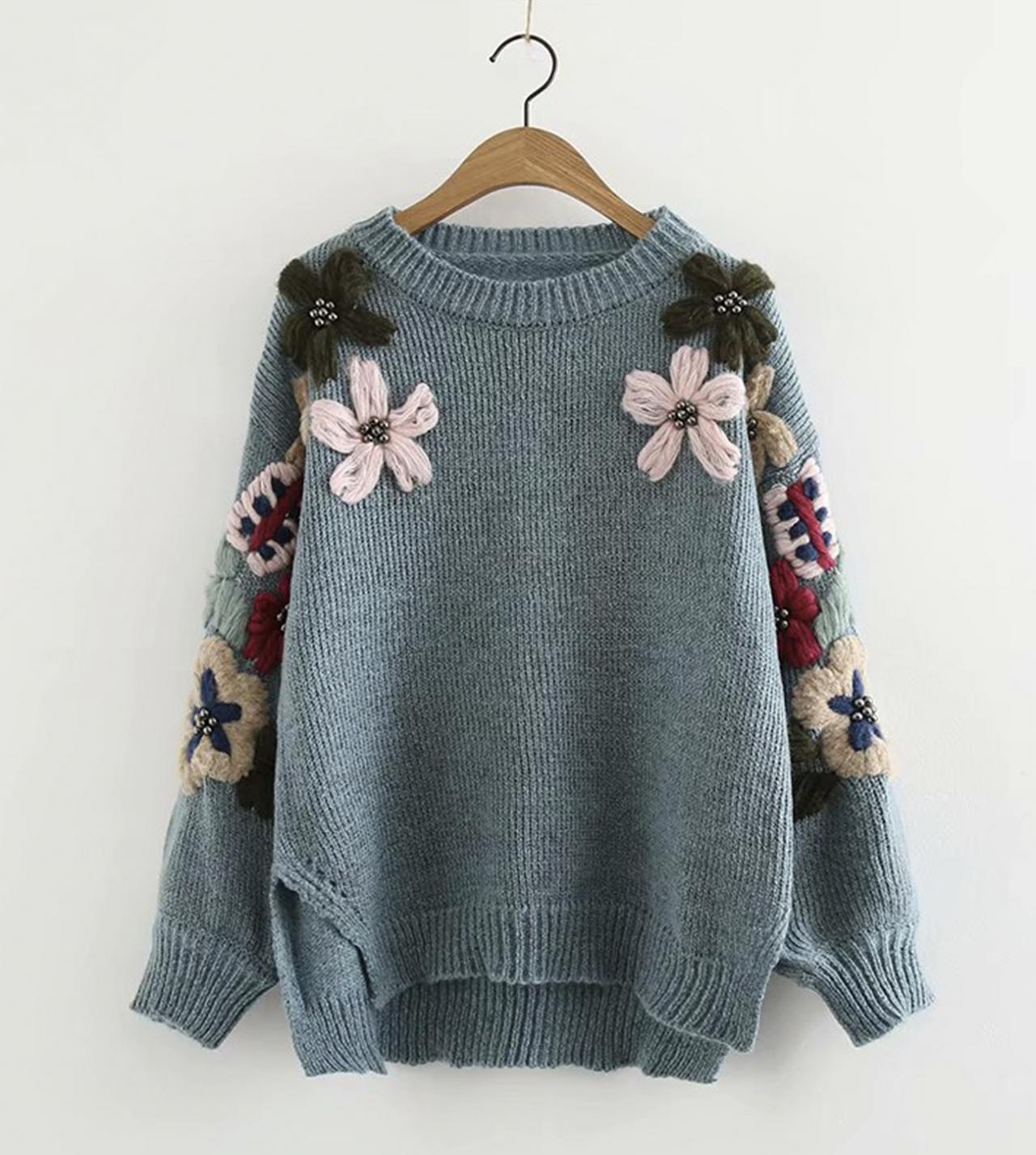 Flowers Long Sleeve Sweater 044