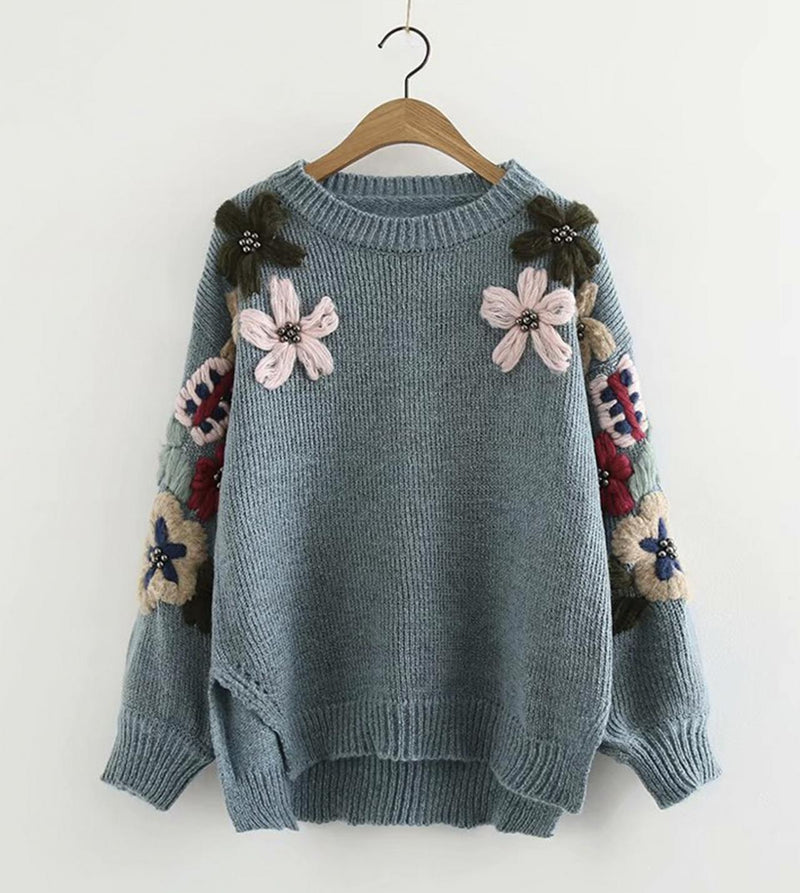 Flowers Long Sleeve Sweater 044