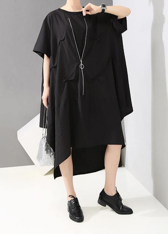 Italian Irregular Cut Loose Round Neck Dress