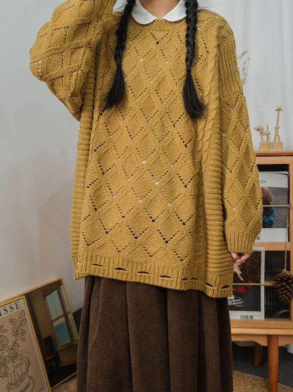 Winter Artsy Rhomboids Knitted Loose Sweater