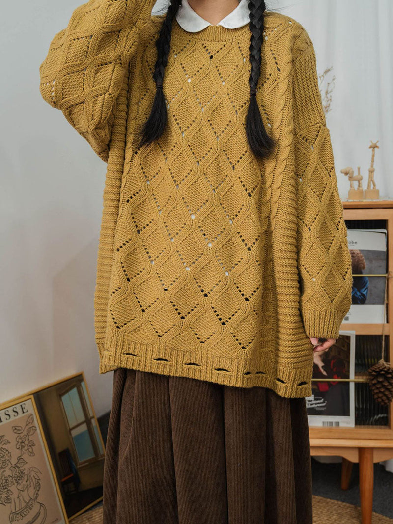 Winter Artsy Rhomboids Knitted Loose Sweater