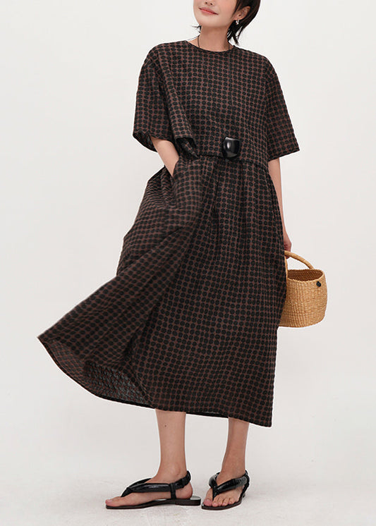 Chocolate Print Cotton Long Dress Summer