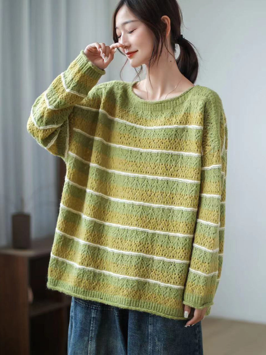 Striped Long Sleeve Loose Sweater