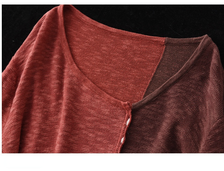 New Literary Retro Color Matching Knitted Top
