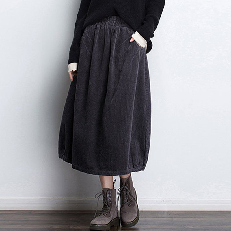Cozy Autumn Winter a Word Corduroy Skirt