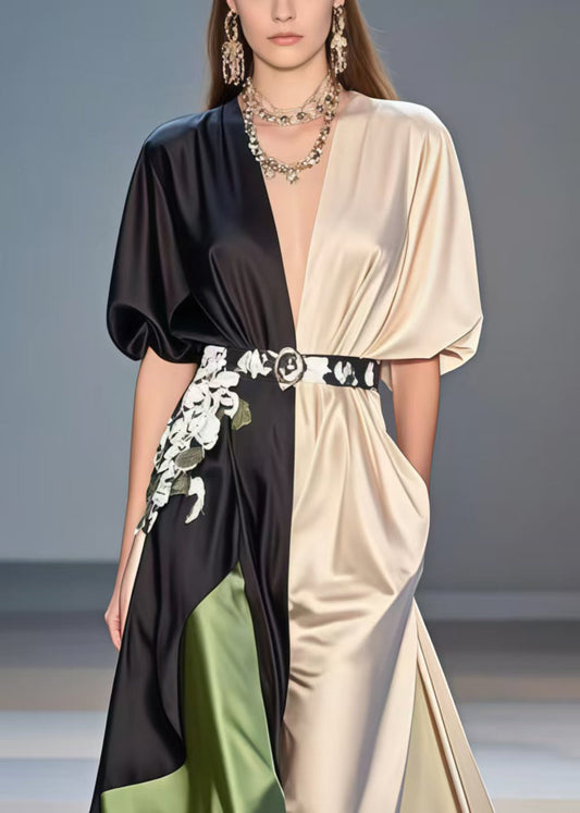 Polychrome Tunic Patchwork Silk Vestidos Dresses Summer