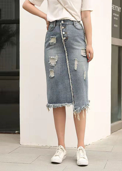 Retro Large Elastic Waist New Denim Skirt