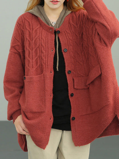 - Knitted Irregular Hem Breasted Cardigans Sweater