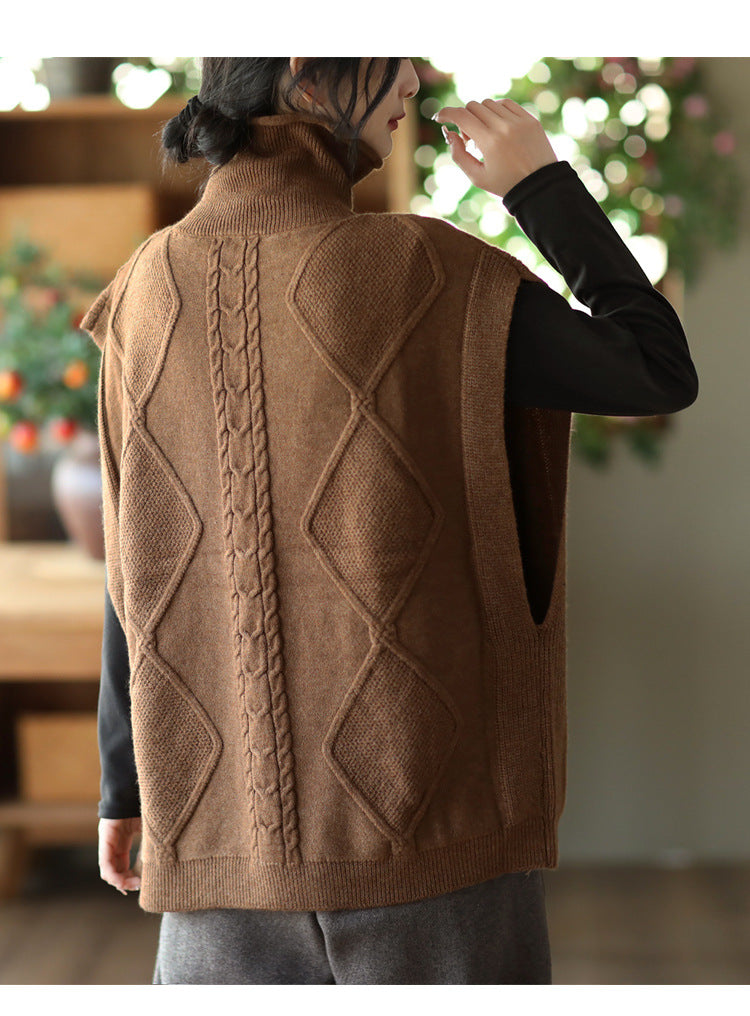 Twist Knit Turtleneck Vest
