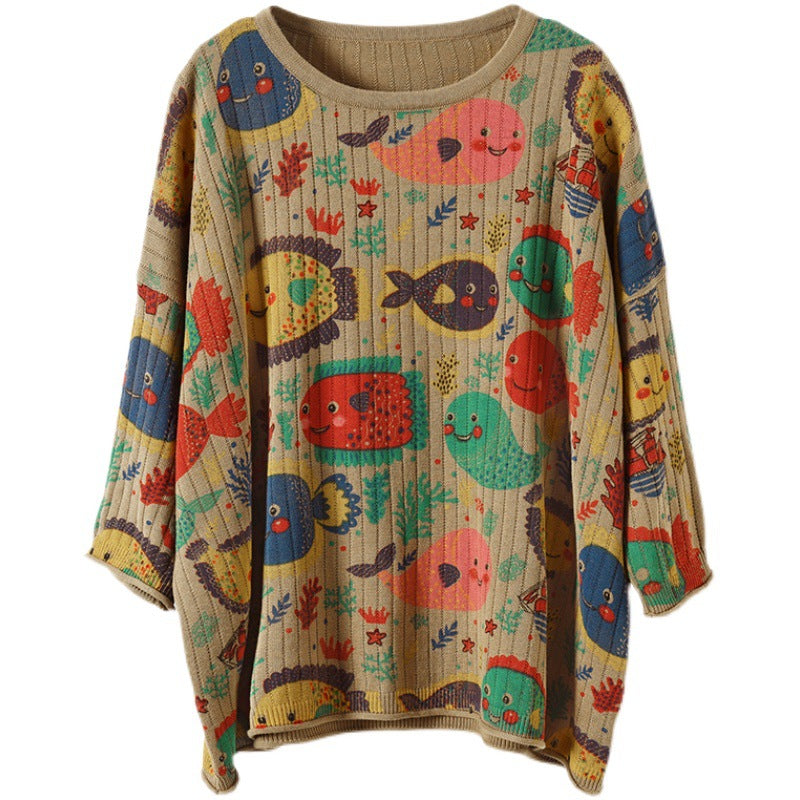 -print Cotton-knit Top