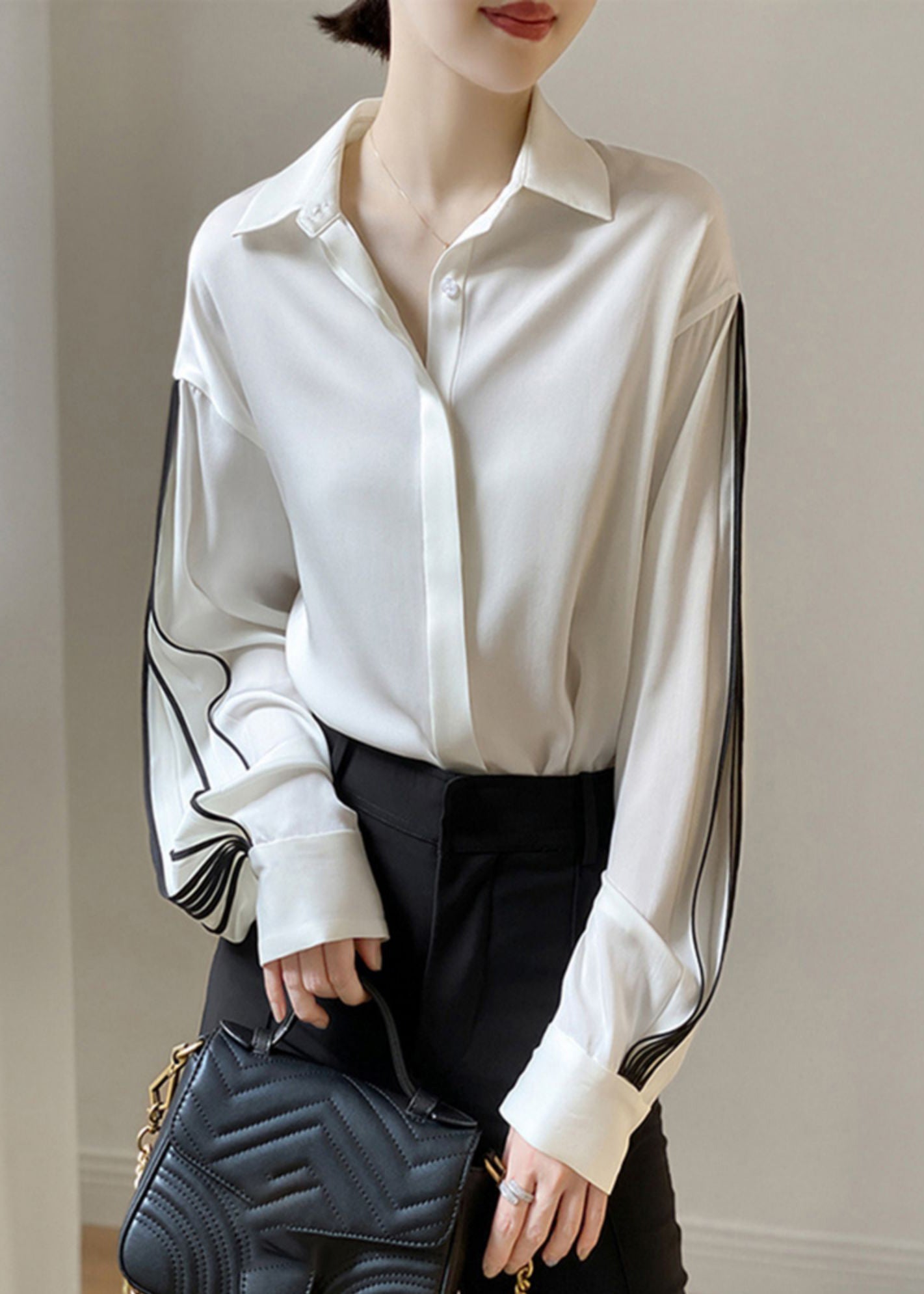 White Peter Pan Collar Shirt Lantern Sleeve
