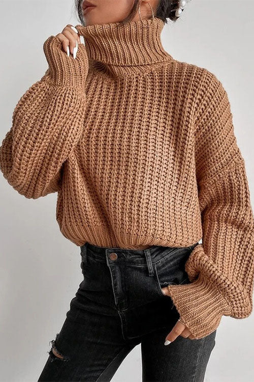 Leave It All Behind Cropped Turtleneck Sweater