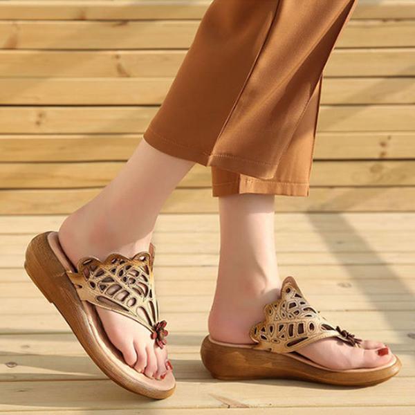 Leather Shoes Beige Portable Slippers