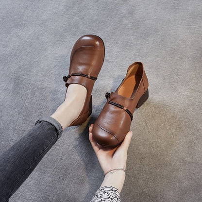 Spring Summer Retro Leather Wedge Shoes