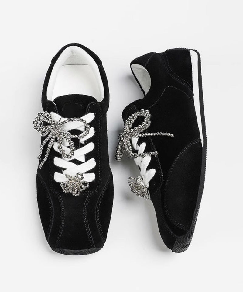 New Black Lace Up Sports Leisure Shoes