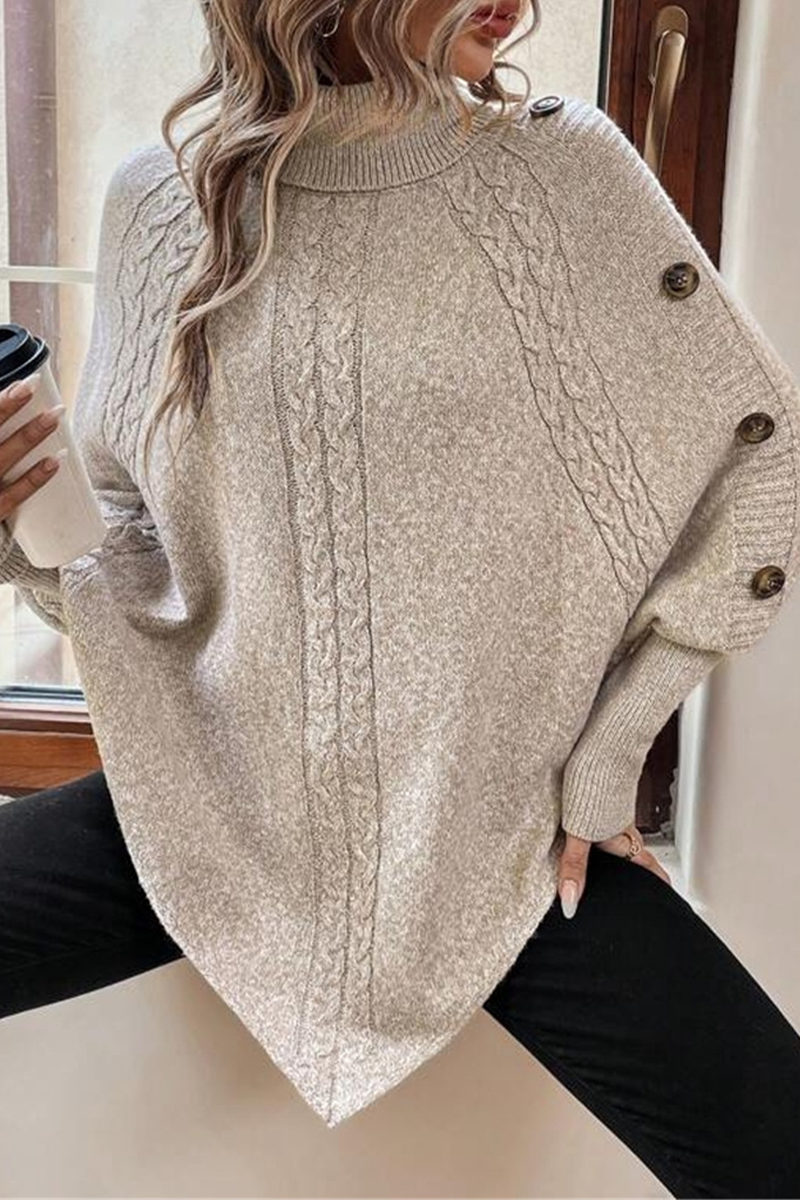 Rocio® | Casual Button Up Weave Turtleneck Sweater (3 Colors)