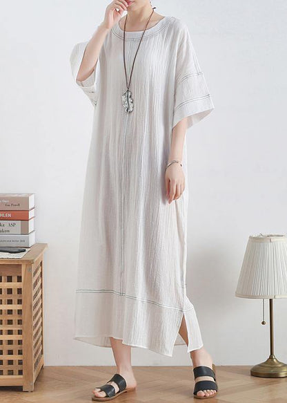 Loose O Neck Baggy Linen Summer Clothes for Design White Dresses