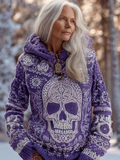 Halloween Skeleton Element Viking Style Women's Hooded Pullover Knit Sweater artswardrobe