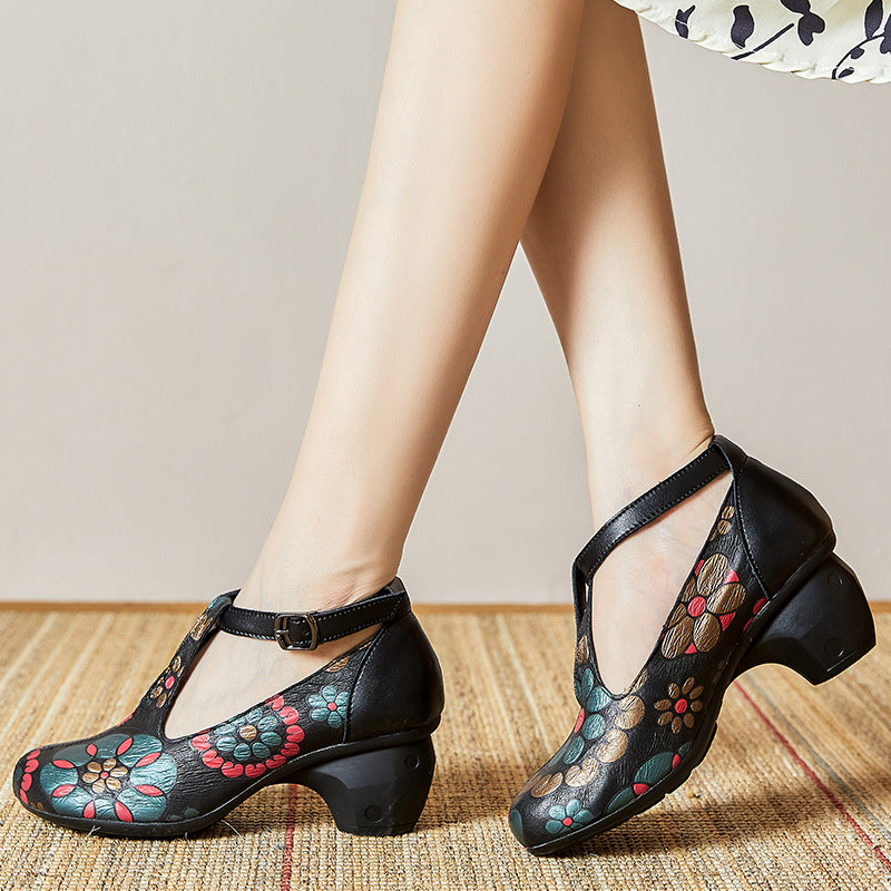 Autumn Retro Leather Pump Shoes