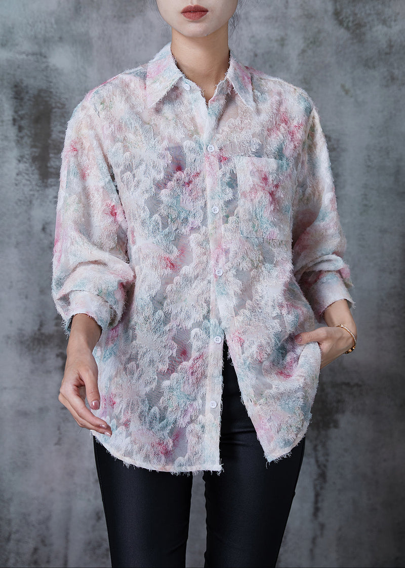 Pink Eyelash Chiffon Shirt Spring