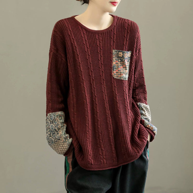 Retro Cotton Knitted Autumn Pullover Sweater