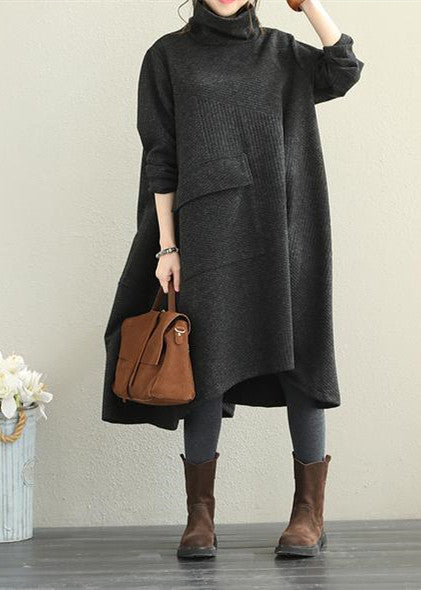 New Loose Black High Neck Base Dresses Clothes
