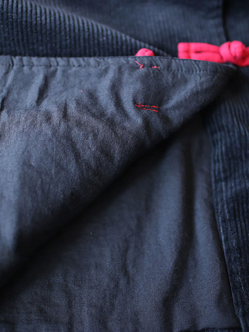Winter Chinese Style Frog Corduroy Pocket Coat