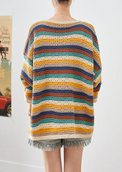 Colorblock Oversized Striped Knit Top Fall