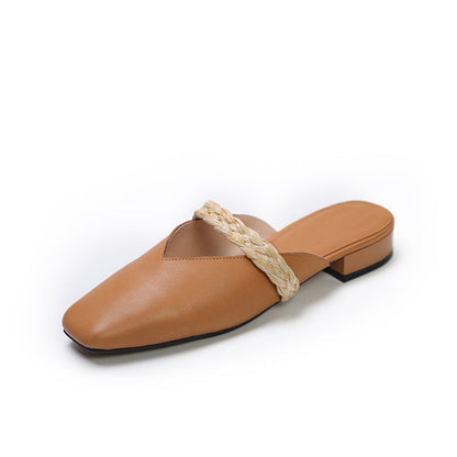 Summer Leather Handmde Wedge Slippers