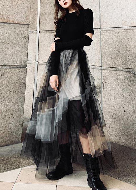 Color Block Ruffles Tulle Summer Skirt