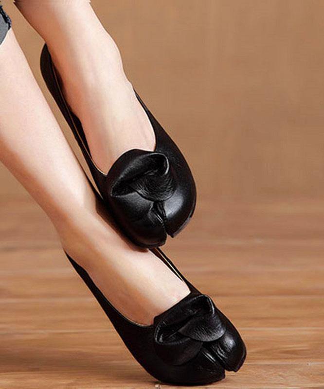 Rose Cowhide Leather Flats Flats