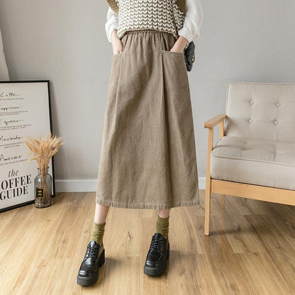 Winter Retro Corduroy Cotton A-line Skirt