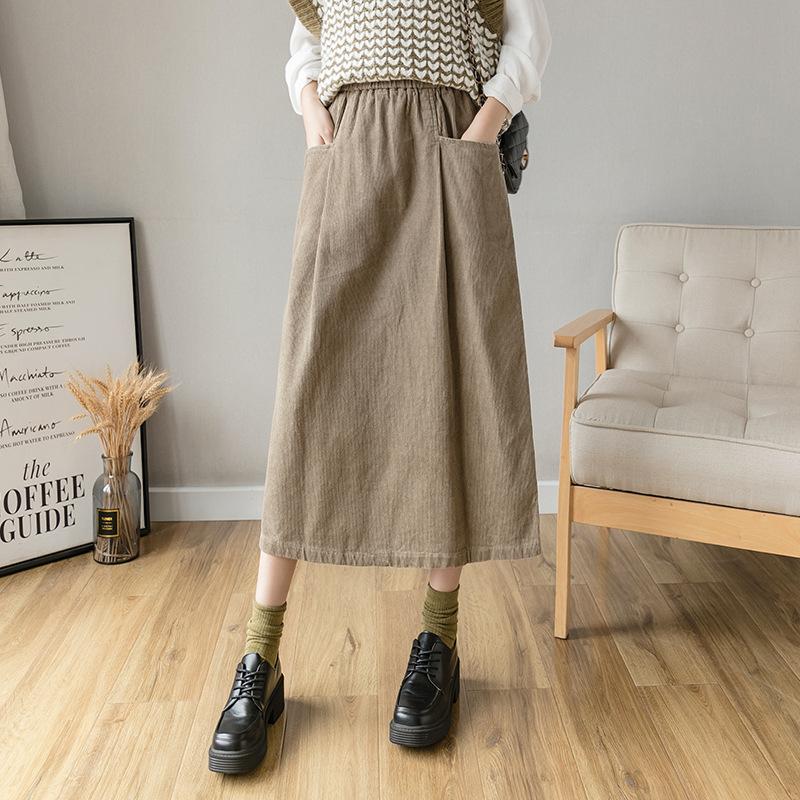 Winter Retro Corduroy Cotton A-line Skirt