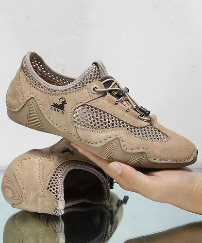 Khaki Breathable Mesh Sport Flat Shoes for